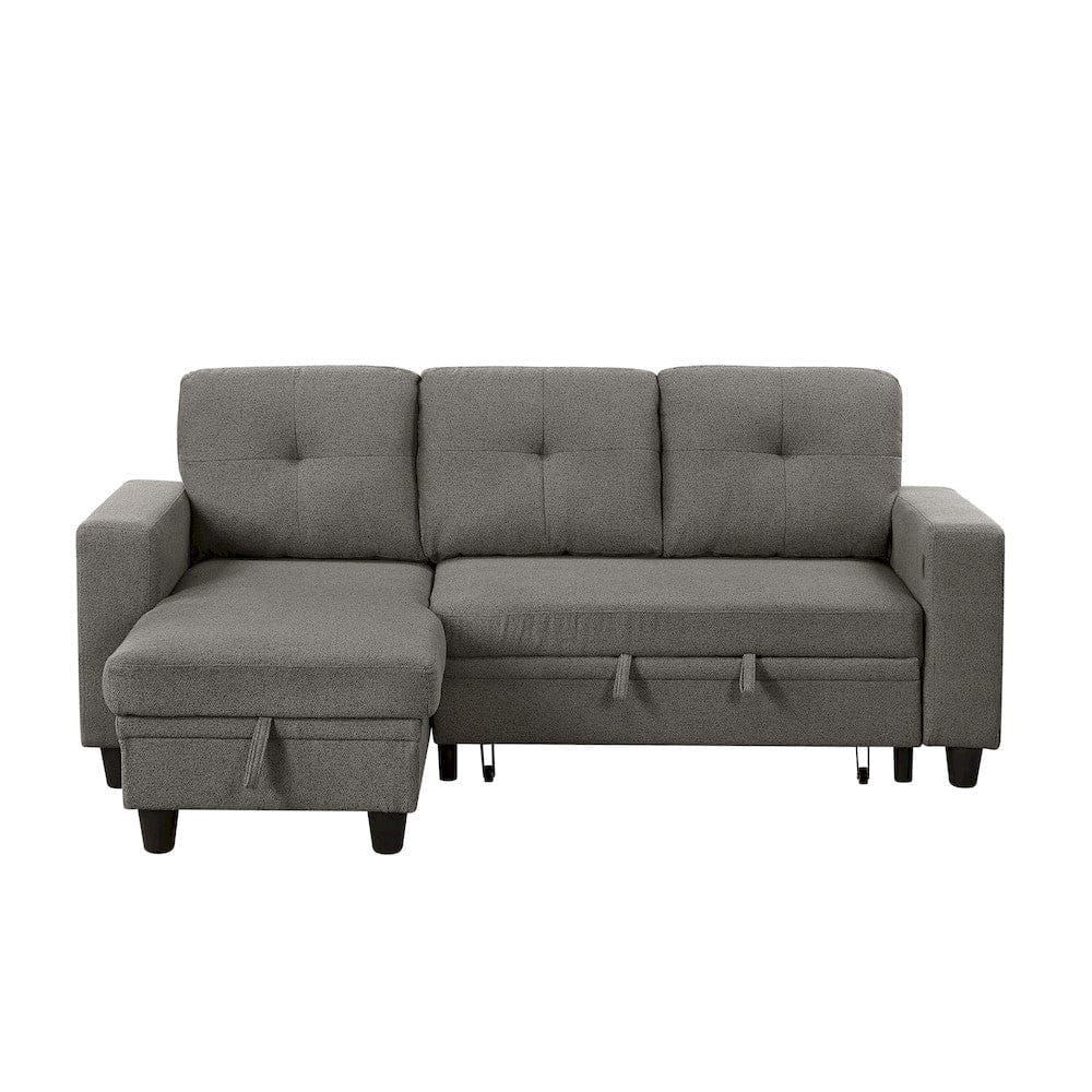 Homelegance  - Robinson Sectional W/ Reversible Chaise, Pull-out Bed, Shelves and Charging Ports in Dark brown - 9705DBx32AVC  view 11