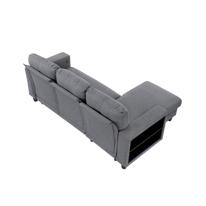 Homelegance  - Robinson Sectional W/ Reversible Chaise, Pull-out Bed, Shelves and Charging Ports in Gray - 9705GYx32AVC  view 6