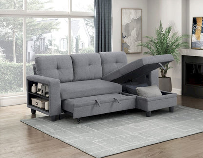 Homelegance  - Robinson Sectional W/ Reversible Chaise, Pull-out Bed, Shelves and Charging Ports in Gray - 9705GYx32AVC  view 11