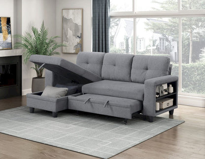 Homelegance  - Robinson Sectional W/ Reversible Chaise, Pull-out Bed, Shelves and Charging Ports in Gray - 9705GYx32AVC  view 12