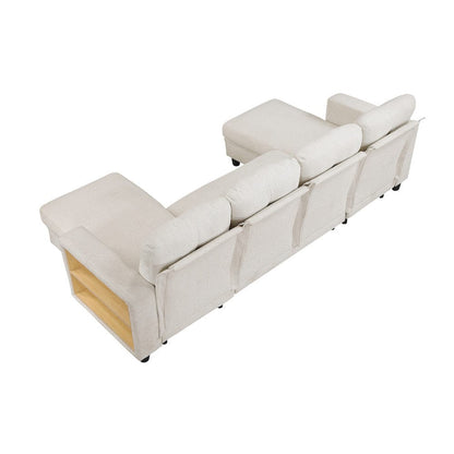 Homelegance  - Robinson Sectional W/ Two Chaises, Pull-out Bed, Shelves and Charging Ports in Beige - 9705BEx42AVC  view 5