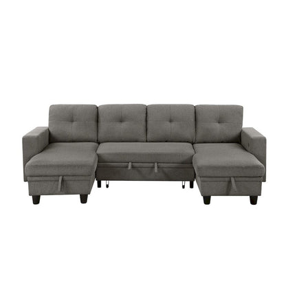 Homelegance  - Robinson Sectional W/ Two Chaises, Pull-out Bed, Shelves and Charging Ports in Dark brown - 9705DBx42AVC  view 10