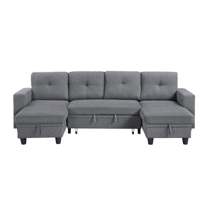 Homelegance  - Robinson Sectional W/ Two Chaises, Pull-out Bed, Shelves and Charging Ports in Gray - 9705GYx42AVC  view 1