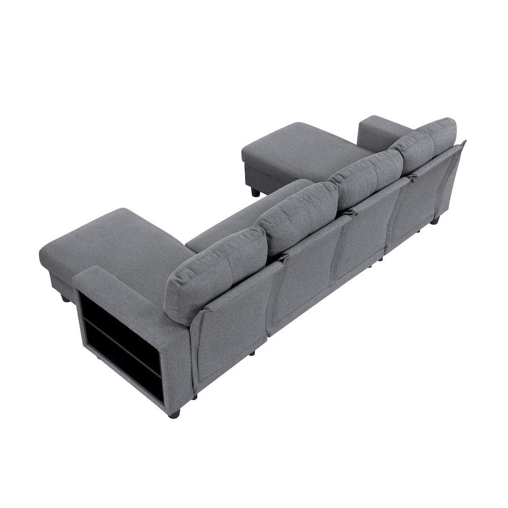Homelegance  - Robinson Sectional W/ Two Chaises, Pull-out Bed, Shelves and Charging Ports in Gray - 9705GYx42AVC  view 10