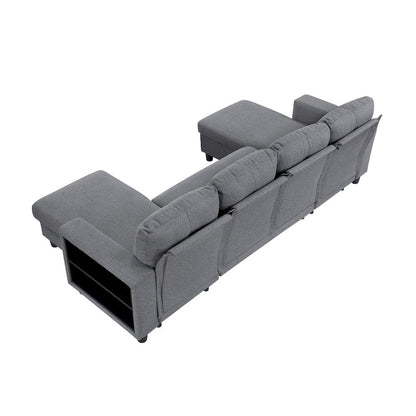 Homelegance  - Robinson Sectional W/ Two Chaises, Pull-out Bed, Shelves and Charging Ports in Gray - 9705GYx42AVC  view 10