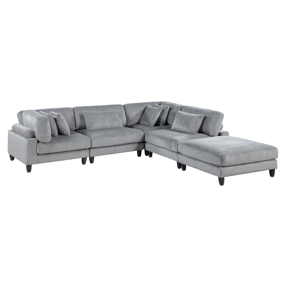 Homelegance  - Robstown 5-Piece Modular Sectional W/ Ottoman in Gray - 9688GYx52CR2ACOT  view 1