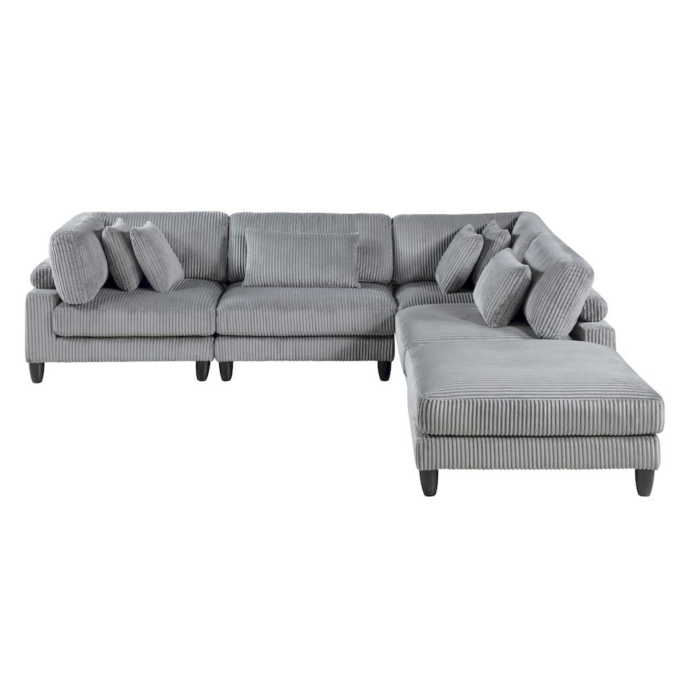 Homelegance  - Robstown 5-Piece Modular Sectional W/ Ottoman in Gray - 9688GYx52CR2ACOT  view 9