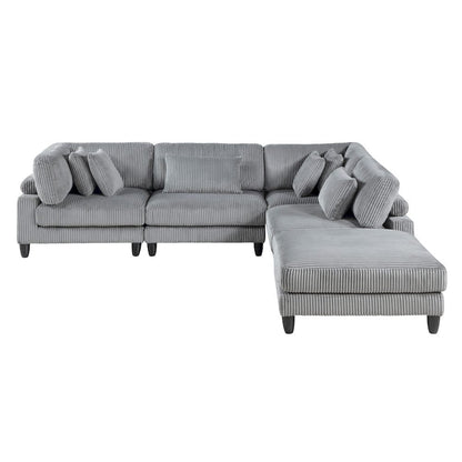 Homelegance  - Robstown 5-Piece Modular Sectional W/ Ottoman in Gray - 9688GYx52CR2ACOT  view 9