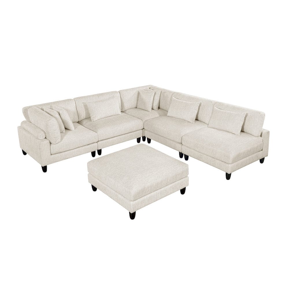 Homelegance  - Robstown 6-Piece Modular Sectional W/ Ottoman in Beige - 9688NBEx62CR3ACOT  view 1