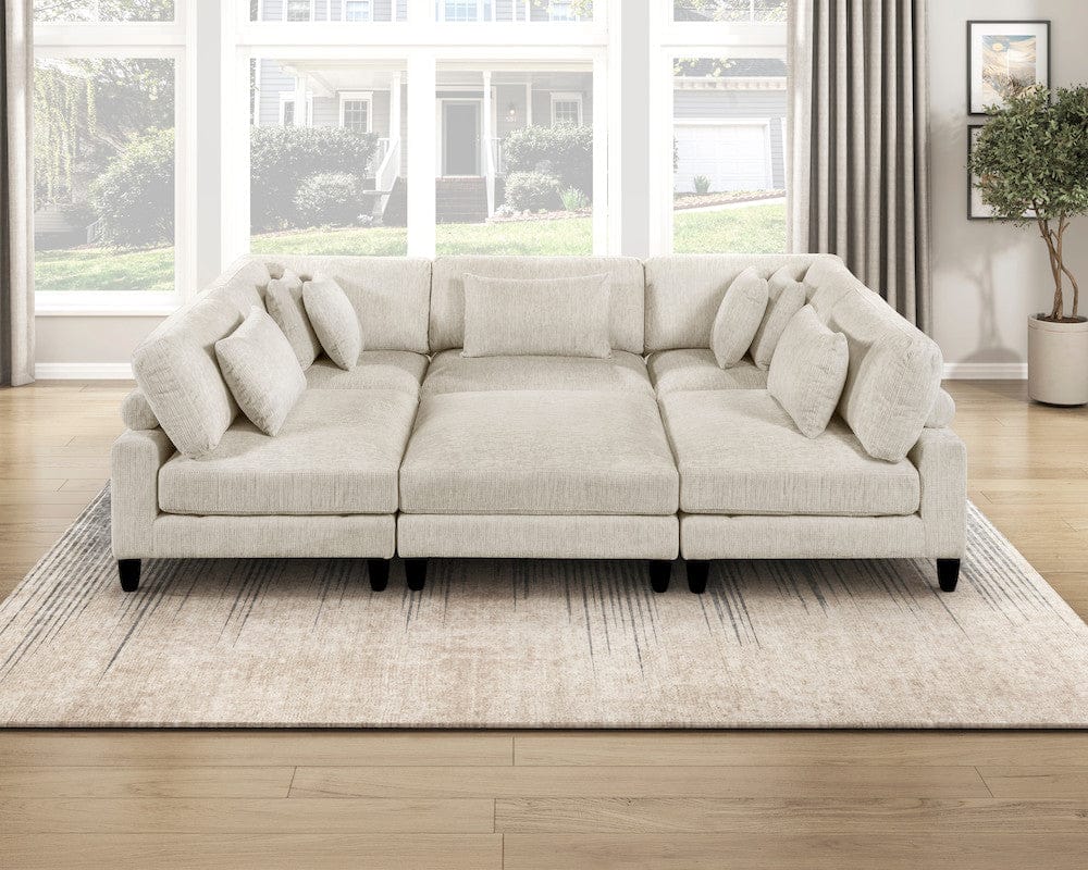 Homelegance  - Robstown 6-Piece Modular Sectional W/ Ottoman in Beige - 9688NBEx62CR3ACOT  view 9