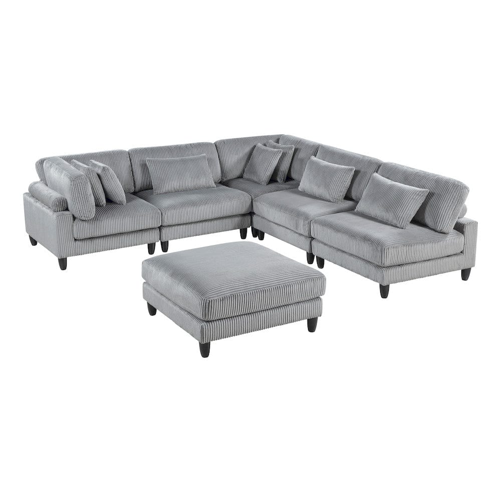 Homelegance  - Robstown 6-Piece Modular Sectional W/ Ottoman in Gray - 9688GYx62CR3ACOT  view 1