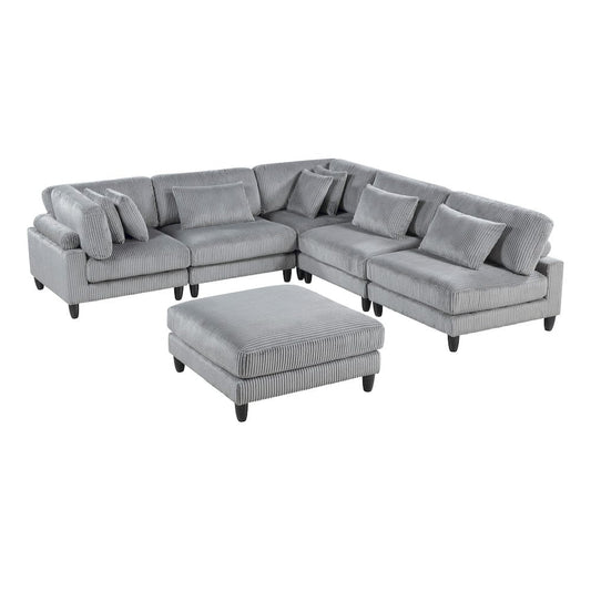 Homelegance  - Robstown 6-Piece Modular Sectional W/ Ottoman in Gray - 9688GYx62CR3ACOT  view 1