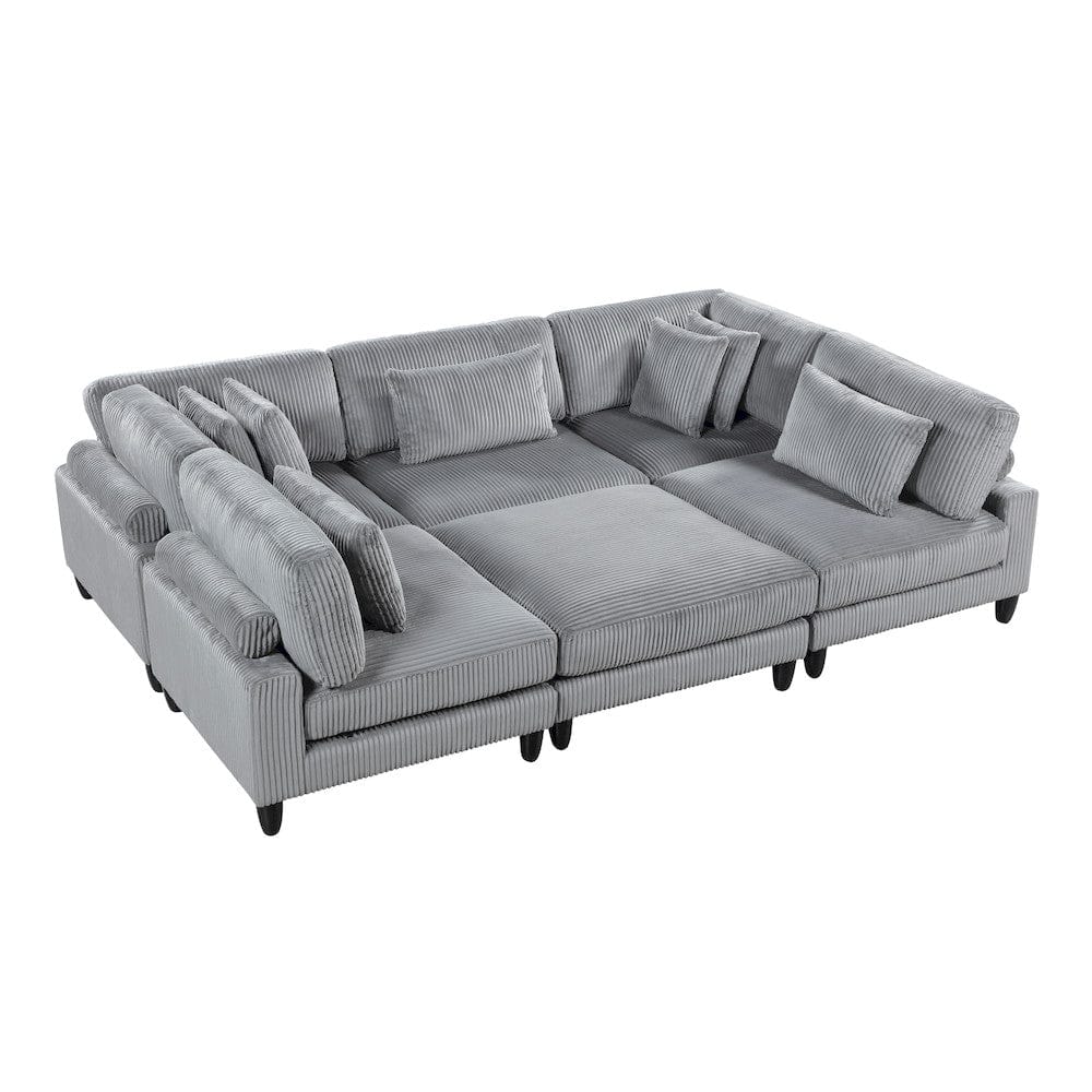Homelegance  - Robstown 6-Piece Modular Sectional W/ Ottoman in Gray - 9688GYx62CR3ACOT  view 10