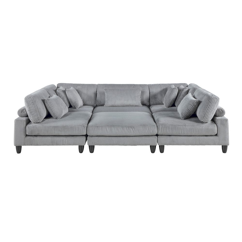 Homelegance  - Robstown 6-Piece Modular Sectional W/ Ottoman in Gray - 9688GYx62CR3ACOT  view 11