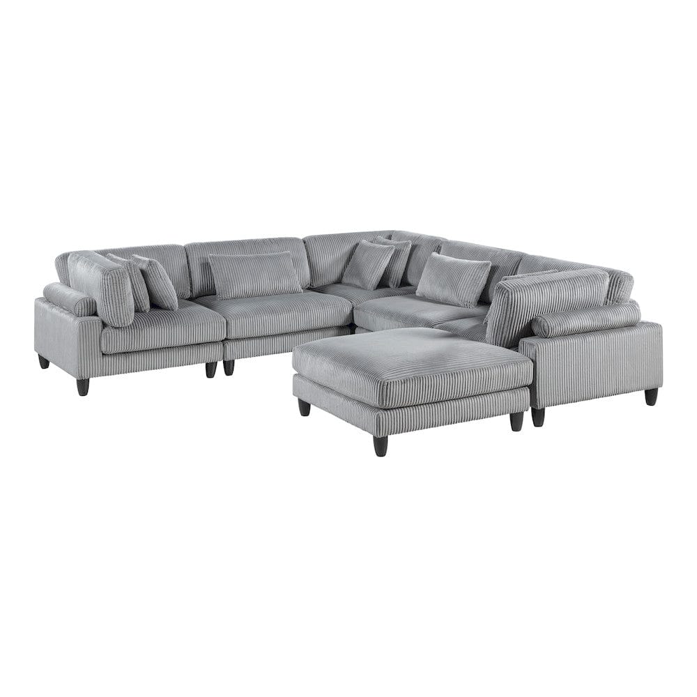 Homelegance  - Robstown 6-Piece Modular Sectional W/ Ottoman in Gray - 9688GYx63CR2ACOT  view 1