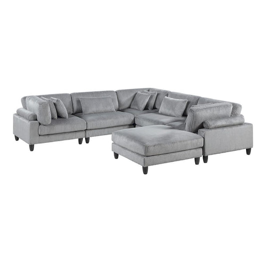 Homelegance  - Robstown 6-Piece Modular Sectional W/ Ottoman in Gray - 9688GYx63CR2ACOT  view 1