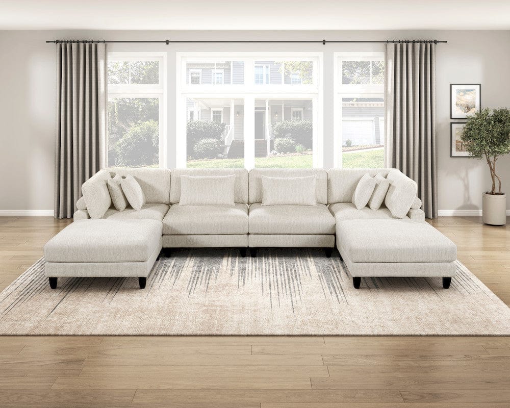 Homelegance  - Robstown 6-Piece Modular Sectional W/ Ottomans in Beige - 9688NBEx62CR2AC2OT  view 5