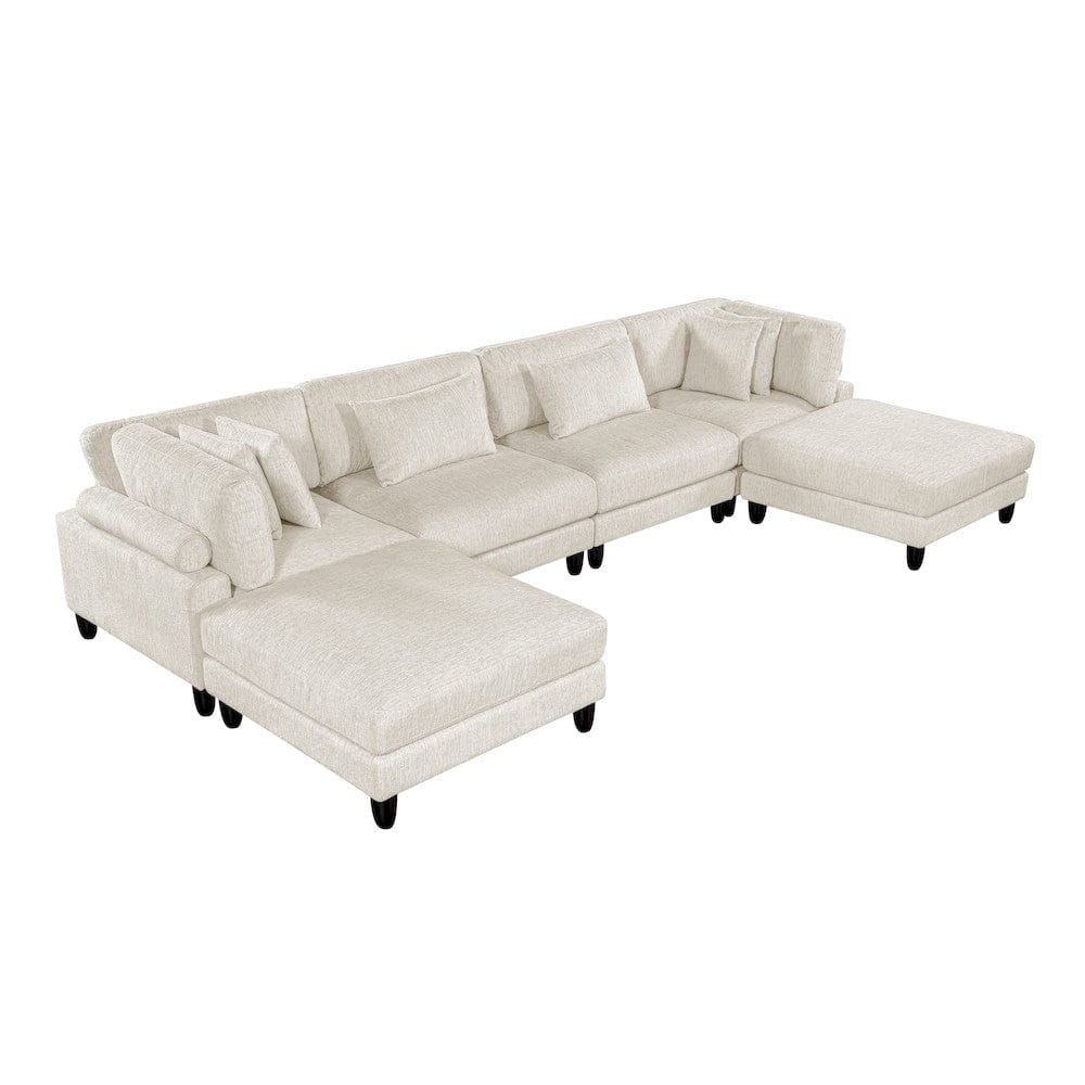 Homelegance  - Robstown 6-Piece Modular Sectional W/ Ottomans in Beige - 9688NBEx62CR2AC2OT  view 7