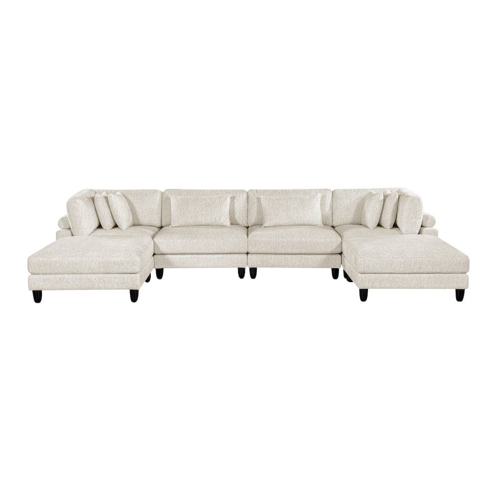 Homelegance  - Robstown 6-Piece Modular Sectional W/ Ottomans in Beige - 9688NBEx62CR2AC2OT  view 8