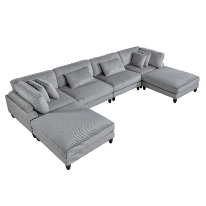 Homelegance  - Robstown 6-Piece Modular Sectional W/ Ottomans in Gray - 9688GYx62CR2AC2OT  view 1