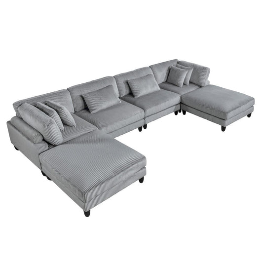 Homelegance  - Robstown 6-Piece Modular Sectional W/ Ottomans in Gray - 9688GYx62CR2AC2OT  view 1