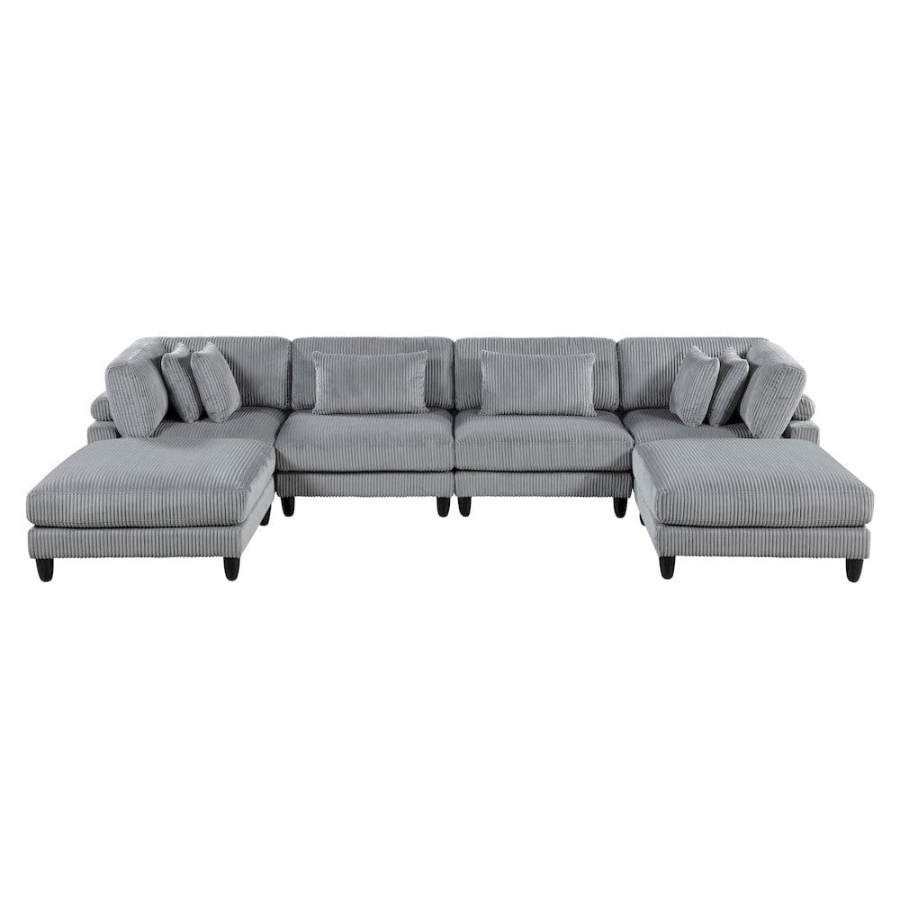 Homelegance  - Robstown 6-Piece Modular Sectional W/ Ottomans in Gray - 9688GYx62CR2AC2OT  view 5