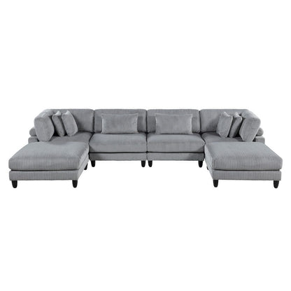 Homelegance  - Robstown 6-Piece Modular Sectional W/ Ottomans in Gray - 9688GYx62CR2AC2OT  view 5
