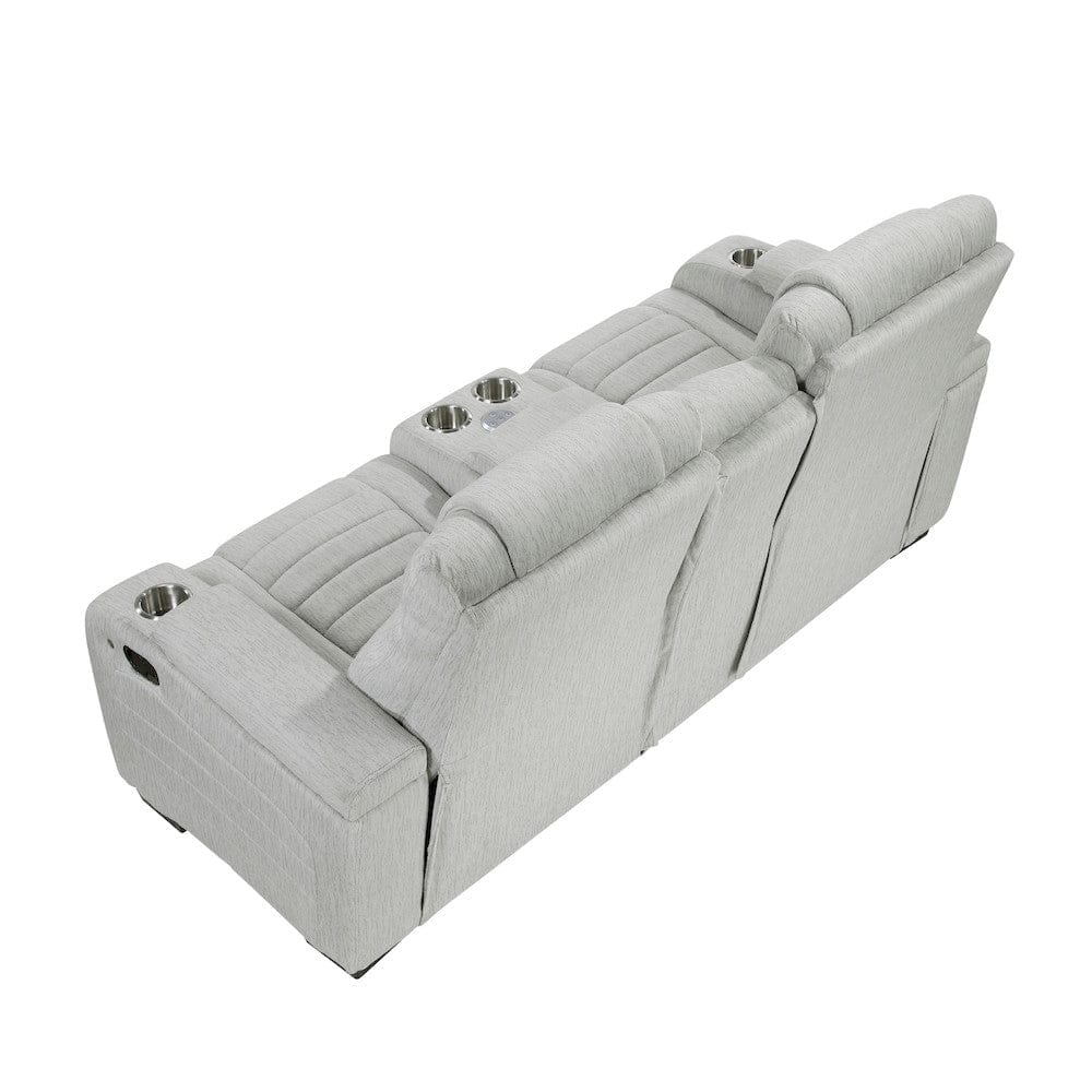 Homelegance  - Ronan Double Reclining Love Seat W/ Center Console, Wireless Speakers, Storage Arms, Cup holders and LED in Light gray - 8455GRY-2  view 3