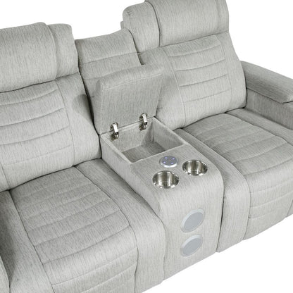 Homelegance  - Ronan Double Reclining Love Seat W/ Center Console, Wireless Speakers, Storage Arms, Cup holders and LED in Light gray - 8455GRY-2  view 7