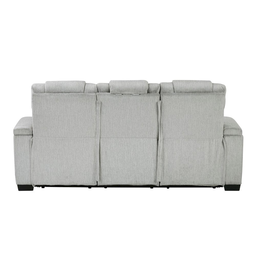 Homelegance  - Ronan Double Reclining Sofa W/ Center Drop-Down Cup Holders, Storage Arms, Cup Holders, Reading Lights, Magazine Bag, Receptacles, Charging Ports and LED in Light gray - 8455GRY-3  view 2