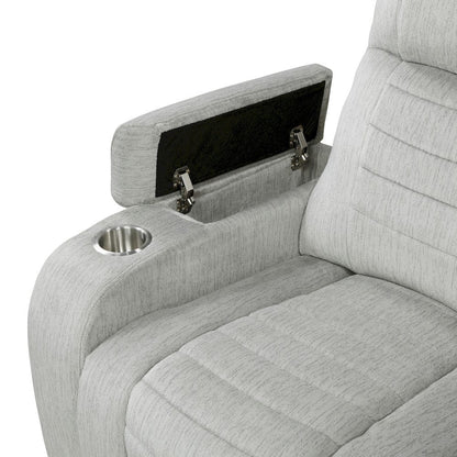 Homelegance  - Ronan Double Reclining Sofa W/ Center Drop-Down Cup Holders, Storage Arms, Cup Holders, Reading Lights, Magazine Bag, Receptacles, Charging Ports and LED in Light gray - 8455GRY-3  view 4