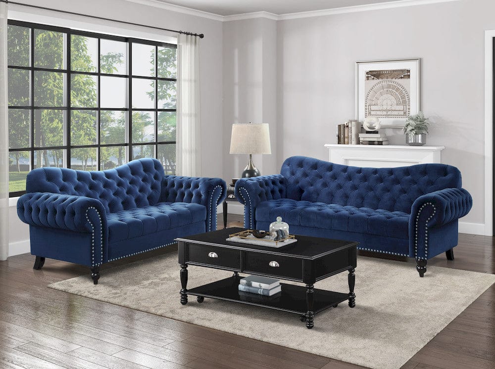 Homelegance  - Rosalie Sofa in Navy blue - 9330BU-3  view 4