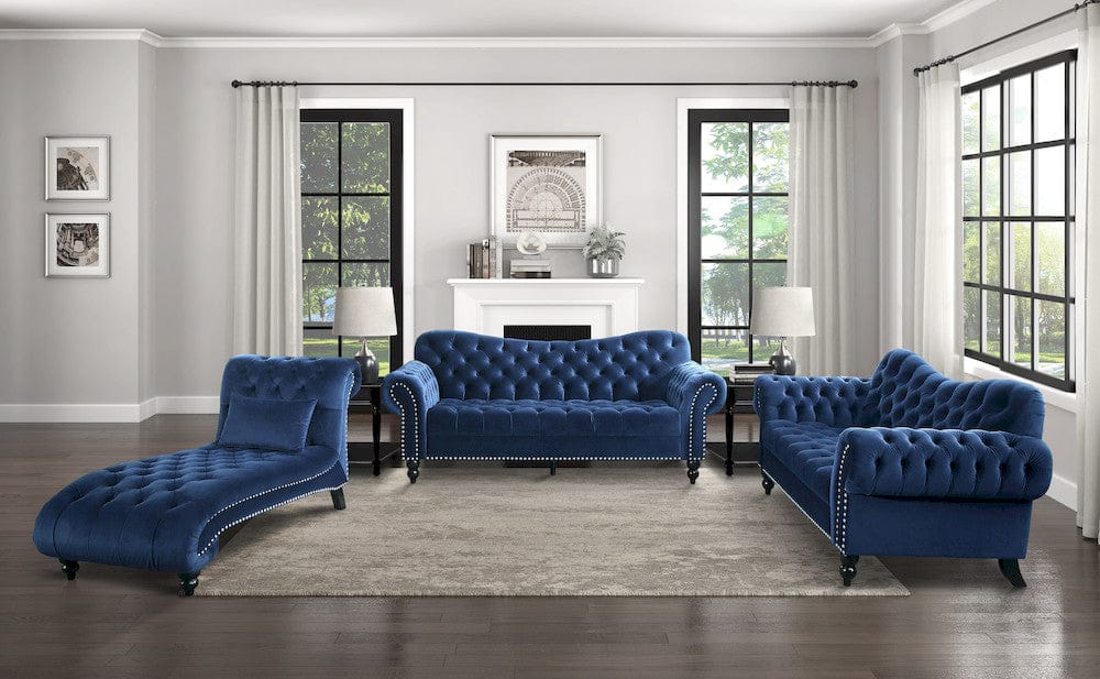 Homelegance  - Rosalie Sofa in Navy blue - 9330BU-3  view 5