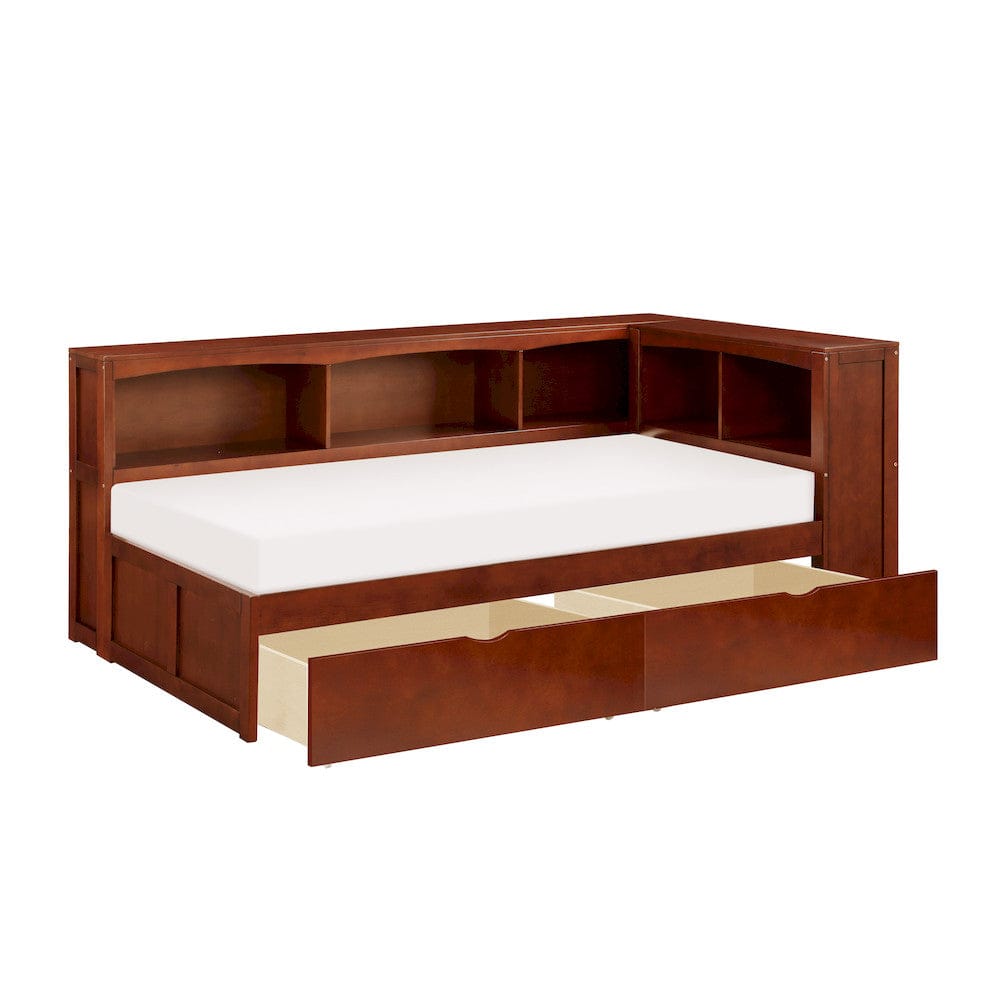 Homelegance  - Rowe Twin Bookcase Corner Platform Bed W/ Storage Boxes - B2013BCDC-1BCTx  view 3