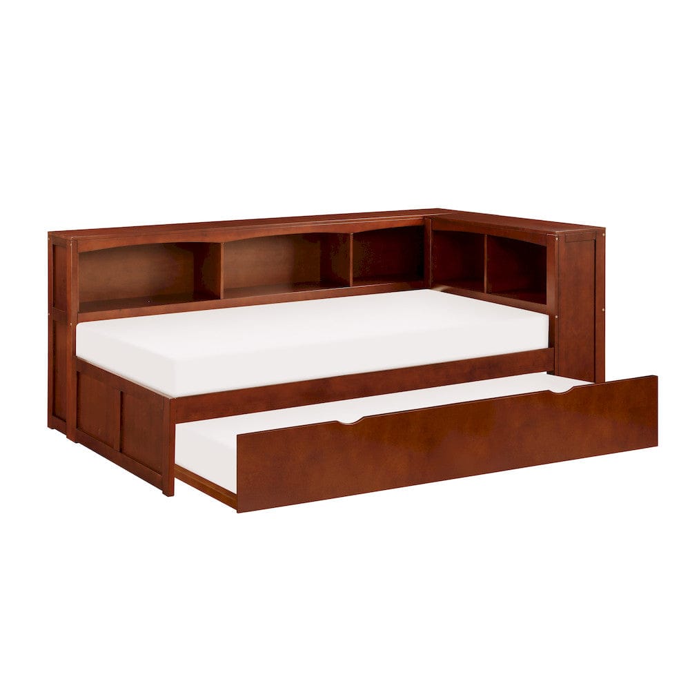 Homelegance  - Rowe Twin Bookcase Corner Platform Bed W/ Twin Trundle - B2013BCDC-1BCRx  view 1