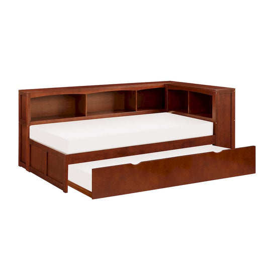 Homelegance  - Rowe Twin Bookcase Corner Platform Bed W/ Twin Trundle - B2013BCDC-1BCRx  view 1
