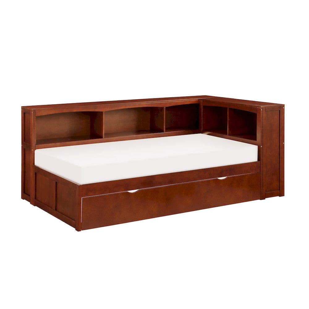 Homelegance  - Rowe Twin Bookcase Corner Platform Bed W/ Twin Trundle - B2013BCDC-1BCRx  view 2