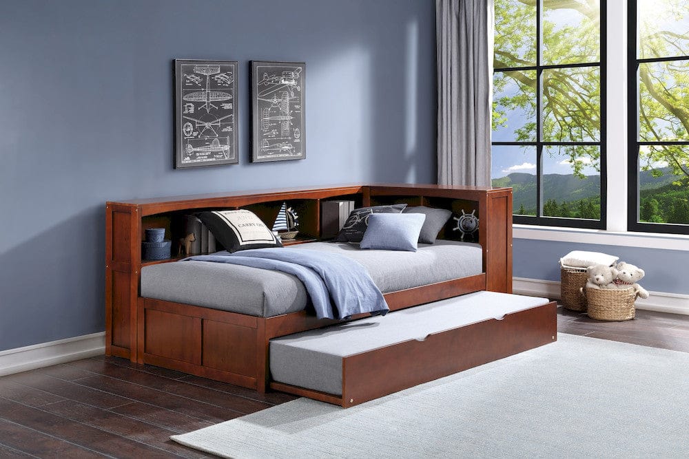 Homelegance  - Rowe Twin Bookcase Corner Platform Bed W/ Twin Trundle - B2013BCDC-1BCRx  view 10