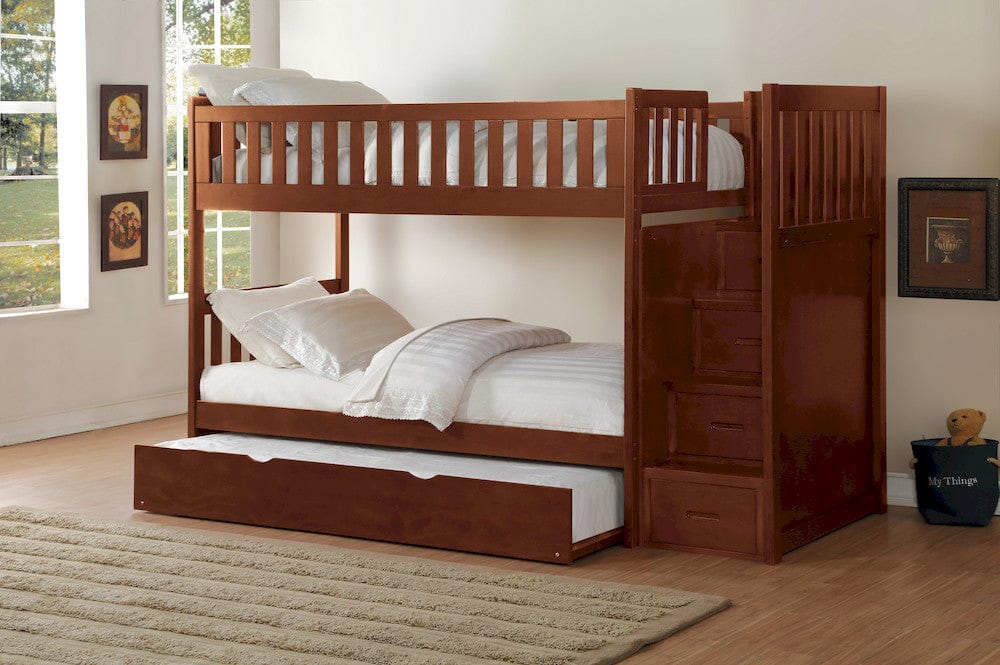 Homelegance  - Rowe Twin/Twin Step Bunk Bed W/ Twin Trundle - B2013SBDC-1xR  view 10