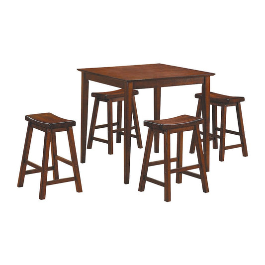 Homelegance  - Saddleback 5-Piece Pack Counter Height Set, Warm Cherry - 5302C  view 1