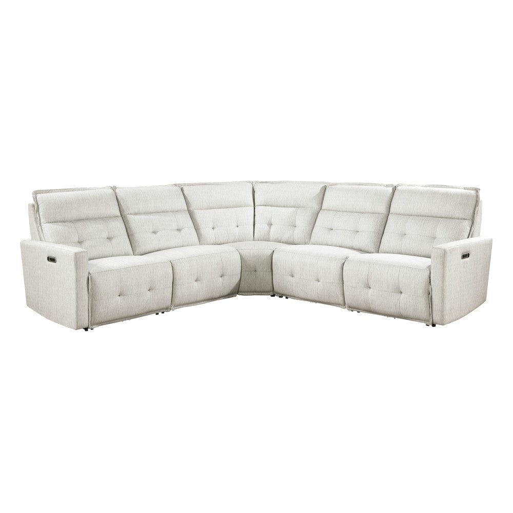 Homelegance  - Salida 5-Piece Modular Power Reclining Sectional W/ Power Headrests in White - 9444HMPx5SCPWH  view 1