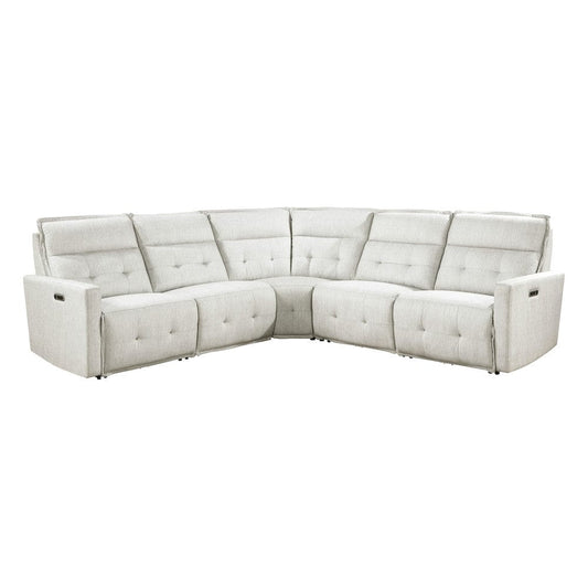Homelegance  - Salida 5-Piece Modular Power Reclining Sectional W/ Power Headrests in White - 9444HMPx5SCPWH  view 1