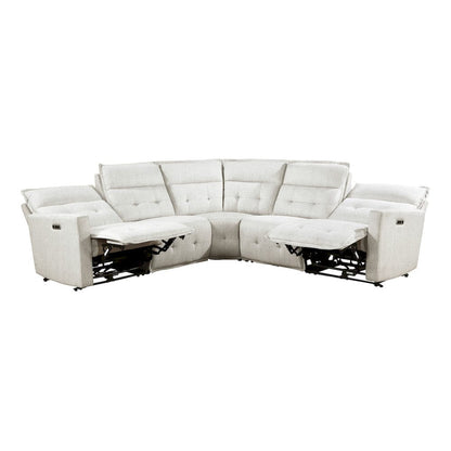Homelegance  - Salida 5-Piece Modular Power Reclining Sectional W/ Power Headrests in White - 9444HMPx5SCPWH  view 7