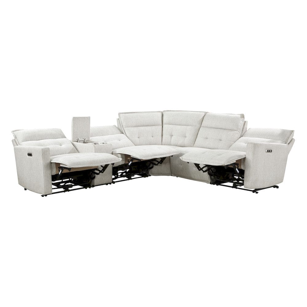 Homelegance  - Salida 6-Piece Modular Power Reclining Sectional W/ Power Headrests in White - 9444HMPx6SCPWH  view 3