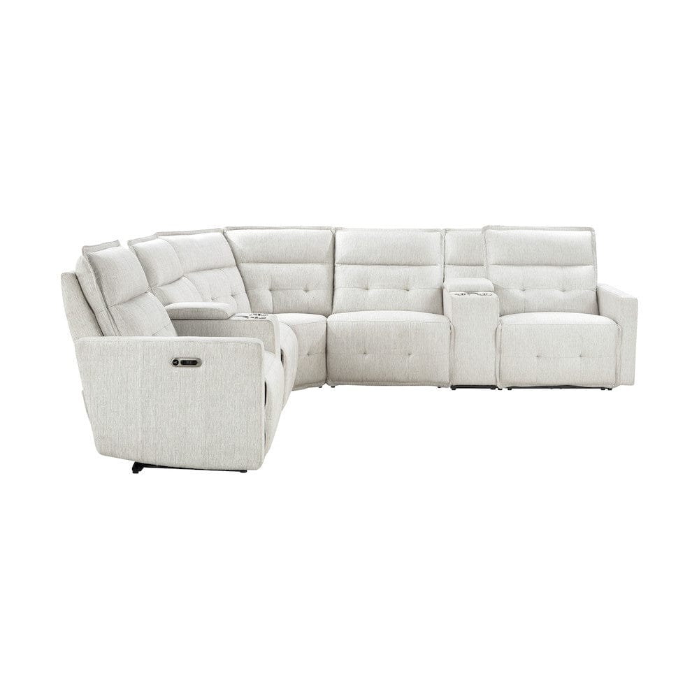 Homelegance  - Salida 7-Piece Modular Power Reclining Sectional W/ Power Headrests in White - 9444HMPx7SCPWH  view 5