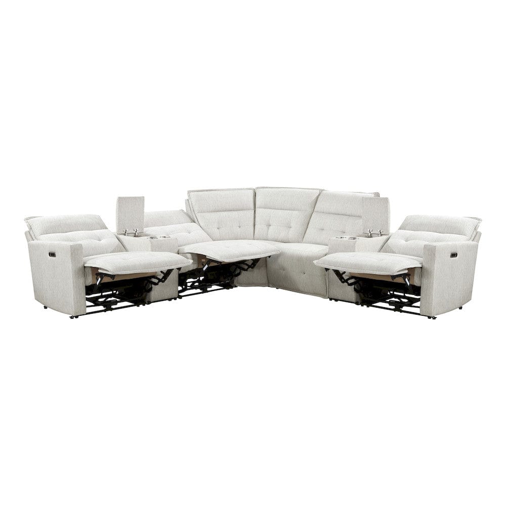 Homelegance  - Salida 7-Piece Modular Power Reclining Sectional W/ Power Headrests in White - 9444HMPx7SCPWH  view 7