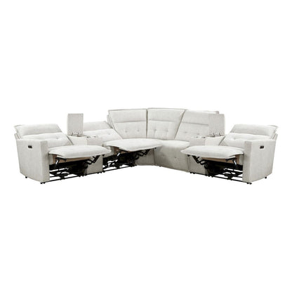Homelegance  - Salida 7-Piece Modular Power Reclining Sectional W/ Power Headrests in White - 9444HMPx7SCPWH  view 7