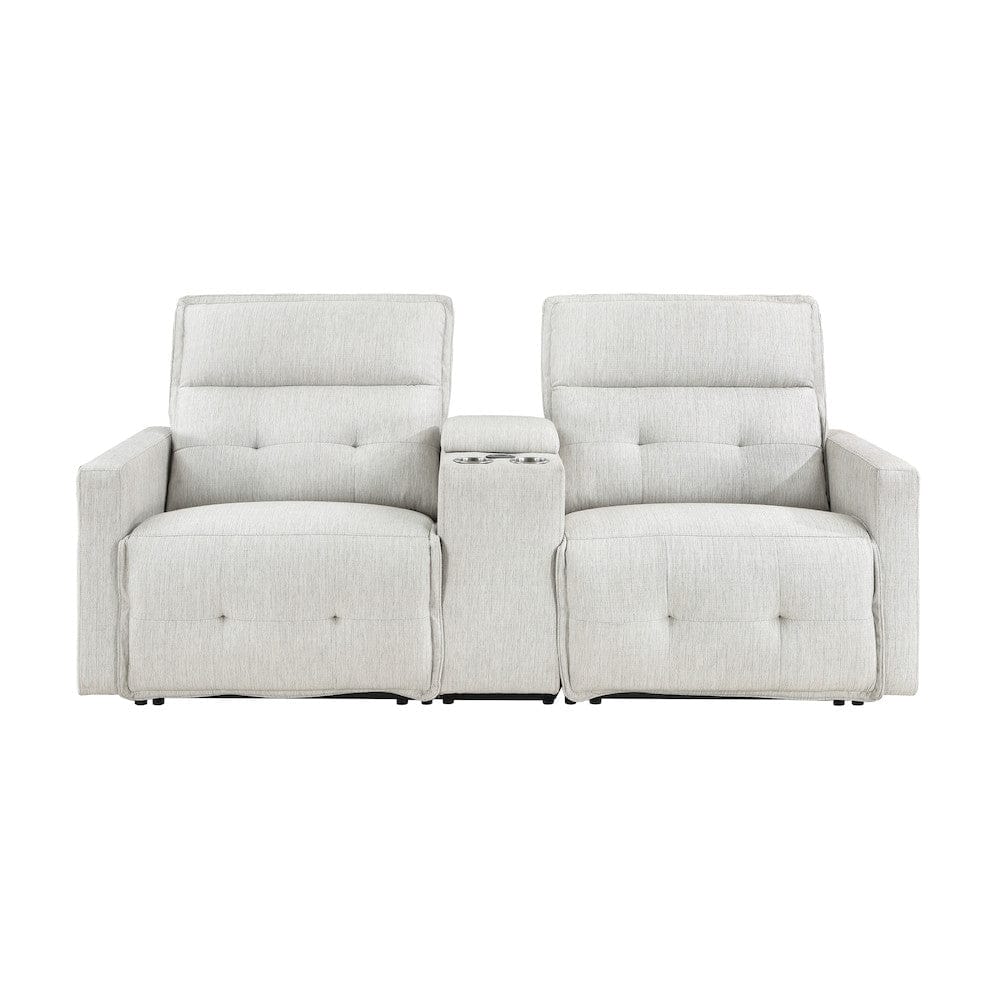Homelegance  - Salida Power Double Reclining Love Seat W/ Center Console and Power Headrests in White - 9444HMP-2CNPWHx  view 1