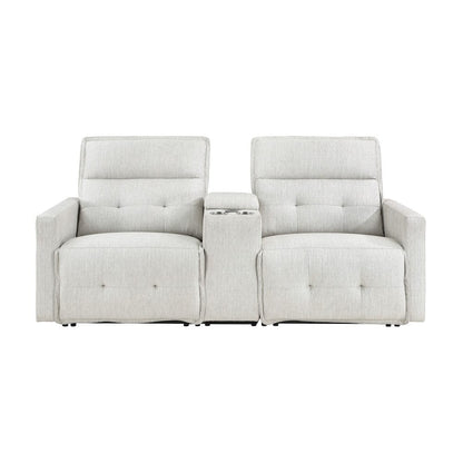 Homelegance  - Salida Power Double Reclining Love Seat W/ Center Console and Power Headrests in White - 9444HMP-2CNPWHx  view 1