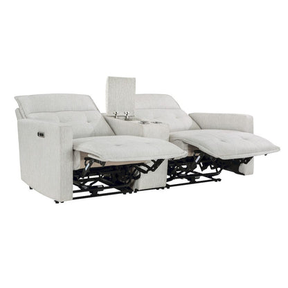 Homelegance  - Salida Power Double Reclining Love Seat W/ Center Console and Power Headrests in White - 9444HMP-2CNPWHx  view 5